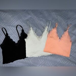 3pk Ribbed Lace Camisole Bralettes